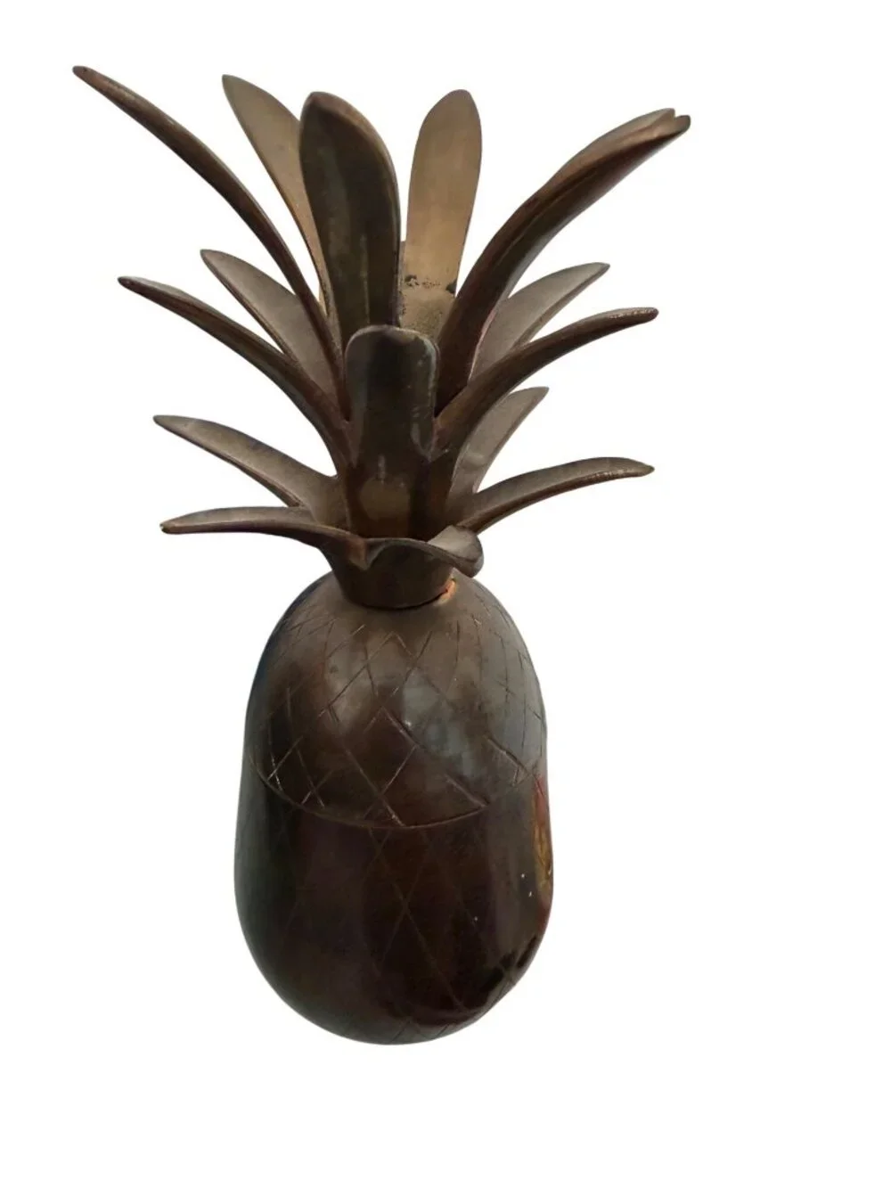 Brass Pineapple Lidded Container Mid Century Hollywood Regency Style